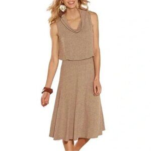 Soft Surroundings Kerry Midi Dress Summer Sleeveless Size Small Cowl Smocked NEW